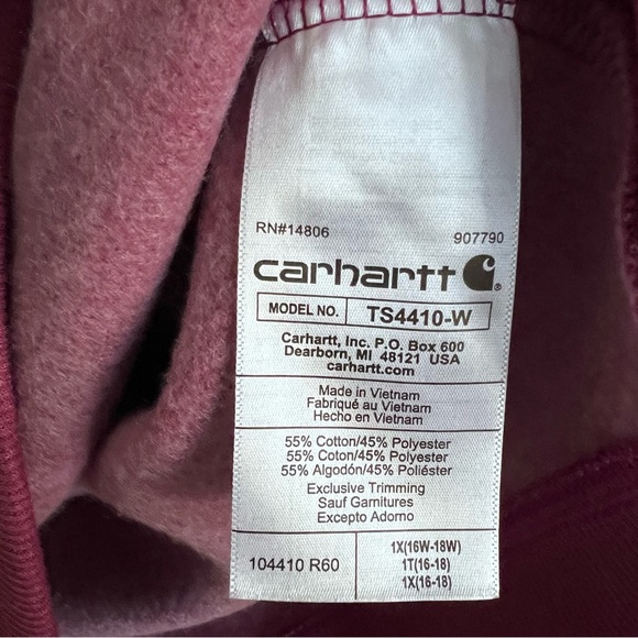 Carhartt NWT Relaxed Fit Midweight Crewneck Block Logo Sleeve Sweatshirt 1X - Picture 12 of 13